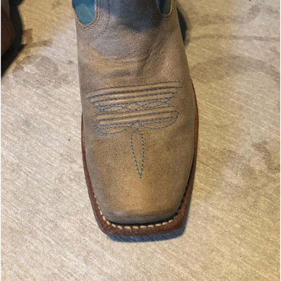 Twisted X stepping out cuff tan/teal cowboy western block heel size 7B - Picture 5 of 13